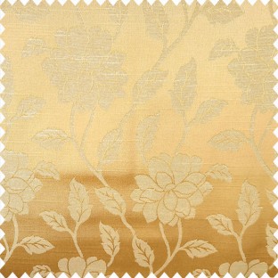 Gold color beautiful floral designs vertical hanging plants rose flower patterns texture finished surface polyester main curtain